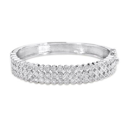 Classic Style 3-Row Diamond Bangle