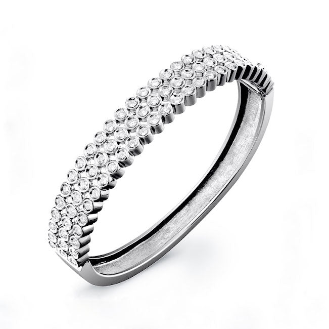 Classic Style 3-Row Diamond Bangle