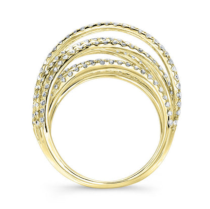 Modern Style Twisted Shank Diamond Cocktail Ring