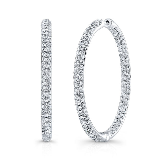 Modern Style Inside-Out Diamond Hoop Earrings