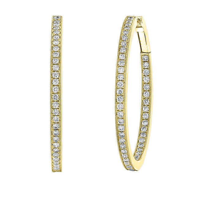 Modern Style Inside-Out Diamond Hoop Earrings