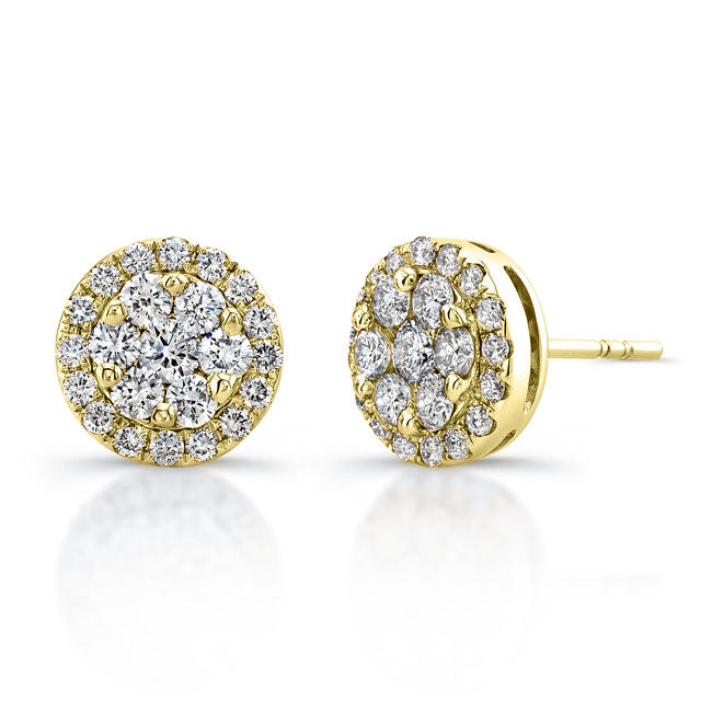 Cluster Style Diamond Halo Stud Earrings