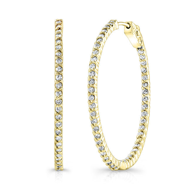 Modern Style Inside-Out Diamond Hoop Earrings