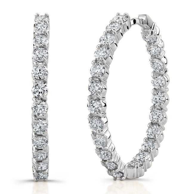 Modern Style Inside-Out Diamond Hoop Earrings