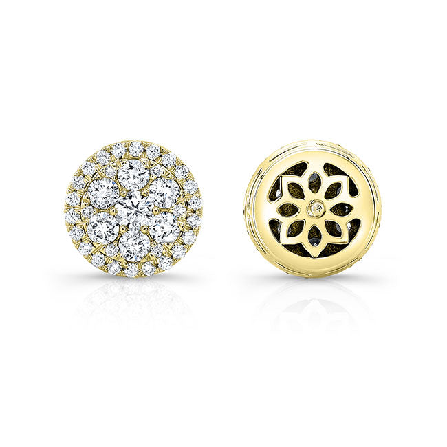 Modern Style Halo Diamond Stud Earrings