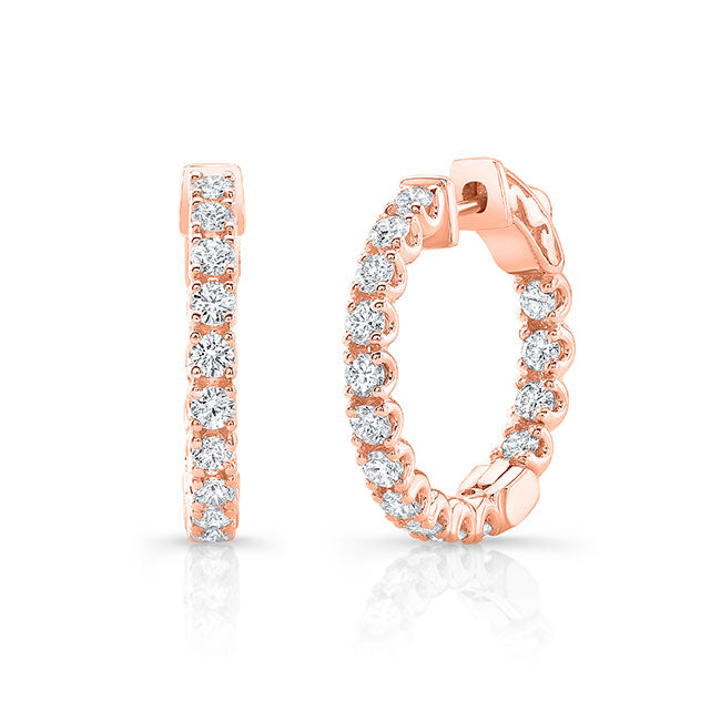 Modern Style Inside-Out Diamond Hoop Earrings