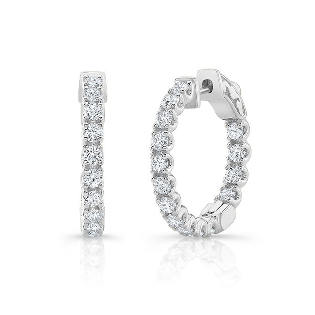 Modern Style Inside-Out Diamond Hoop Earrings