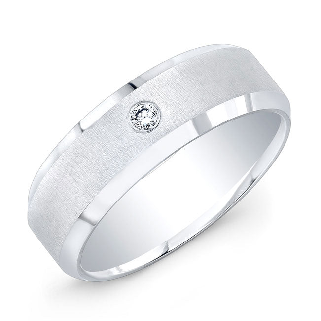 Modern Style Brush Finished Diamond Wedding Ring