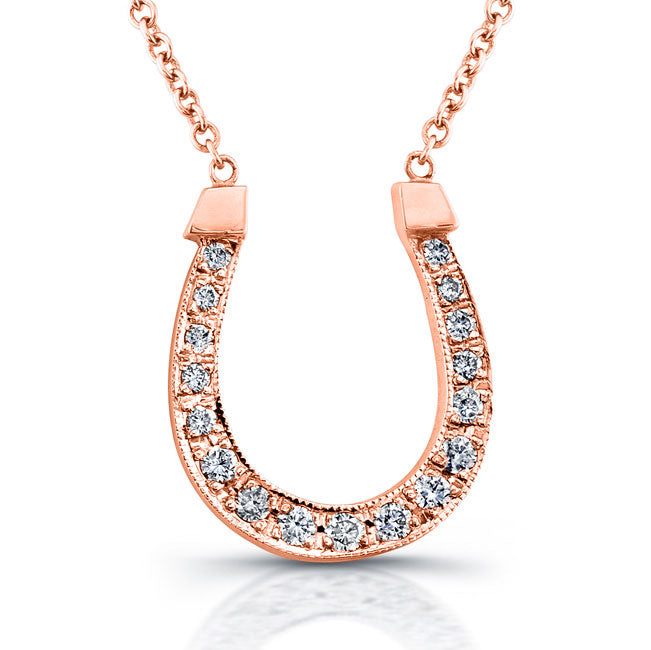 Classic Style Diamond Horseshoe Pendant & Necklace