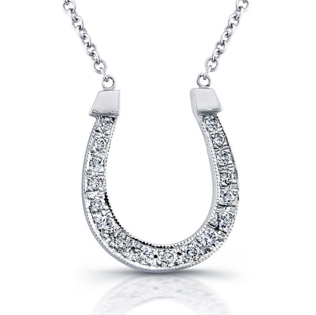 Classic Style Diamond Horseshoe Pendant & Necklace