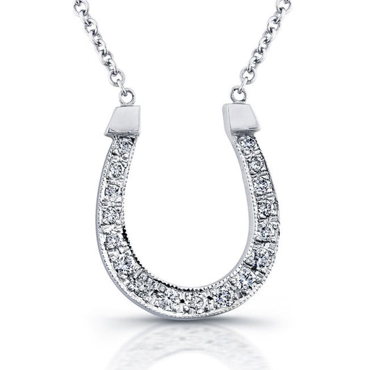 Classic Style Diamond Horseshoe Pendant & Necklace