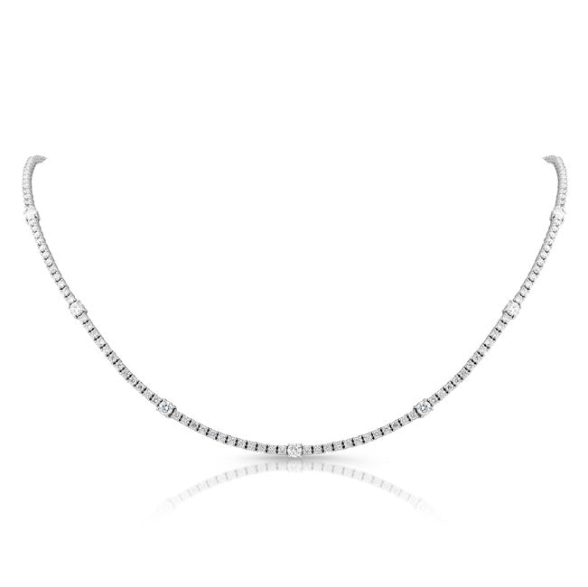 Classic Style Diamond Tennis Necklace