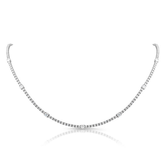 Classic Style Diamond Tennis Necklace