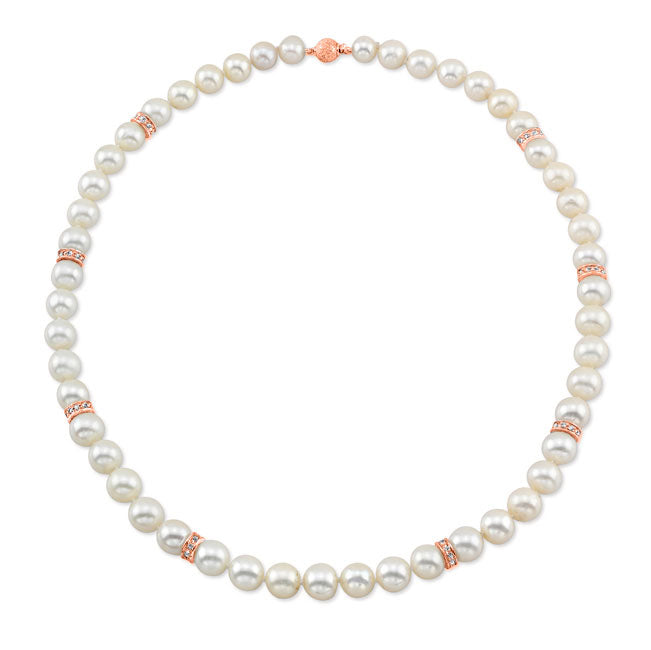 Pearl Diamond Rondel Necklace