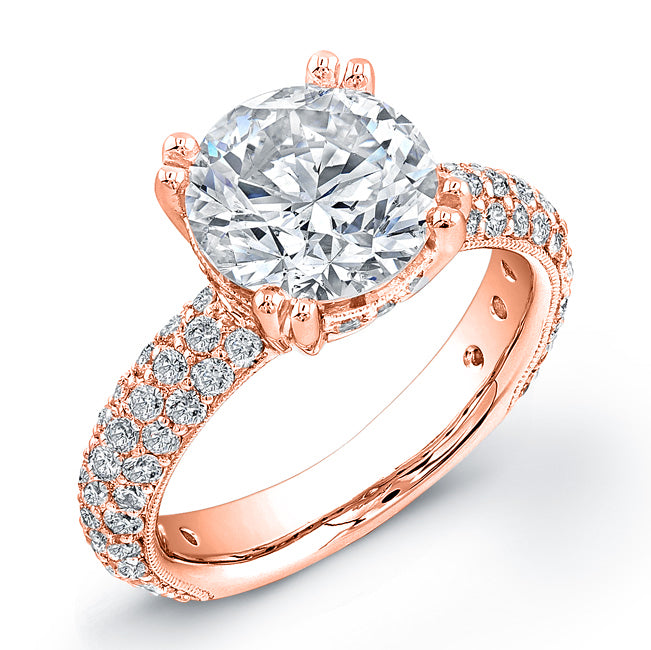 Classic Style Engraved Diamond Engagement Ring