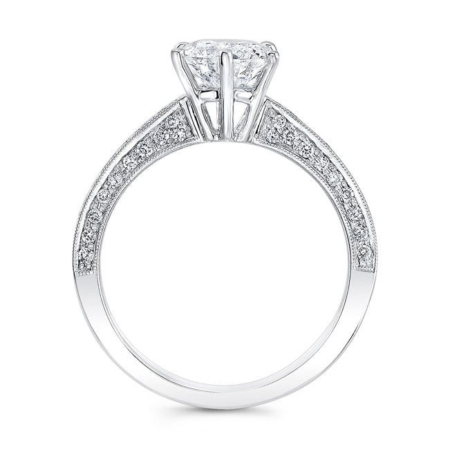 Classic Style Engraved Diamond Engagement Ring