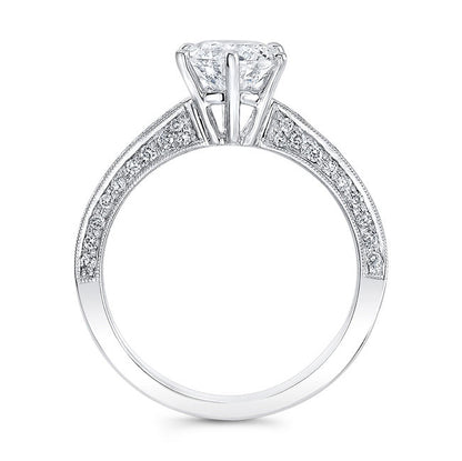 Classic Style Engraved Diamond Engagement Ring