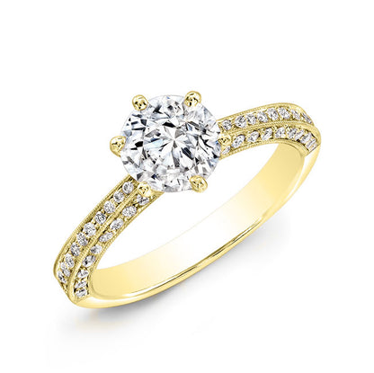 Classic Style Engraved Diamond Engagement Ring