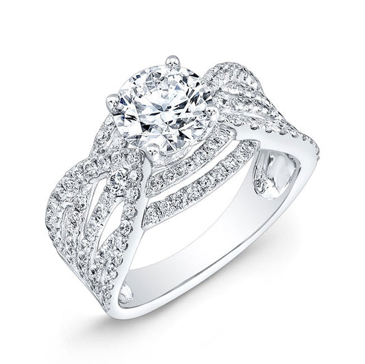 Modern Style Twisted Shank Diamond Engagement Ring