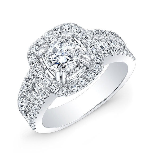 Modern Style Halo Diamond Engagement Ring