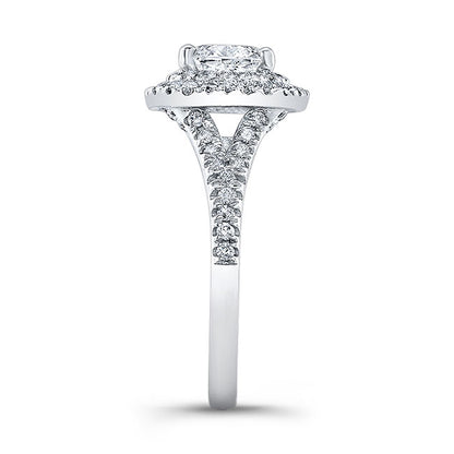 Modern Style Double Halo Diamond Engagement Ring