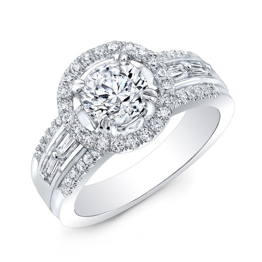 Modern Style Halo Diamond Engagement Ring