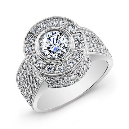 Modern Style Halo Diamond Engagement Ring