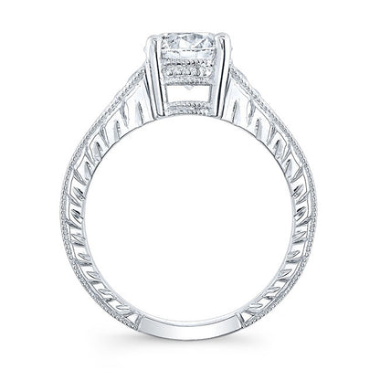 Vintage Style Engraved Diamond Engagement Ring