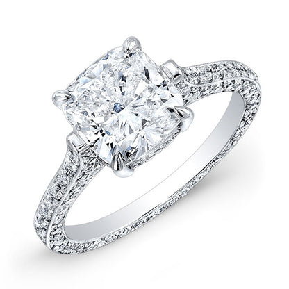 Classic Style 3-Row Diamond Engagement Ring