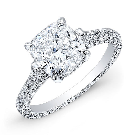 Classic Style 3-Row Diamond Engagement Ring