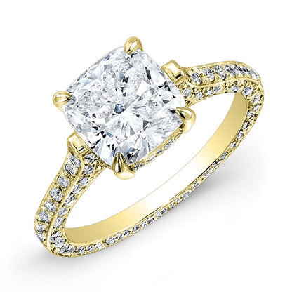 Classic Style 3-Row Diamond Engagement Ring