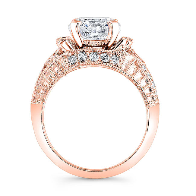 Vintage Style Engraved Diamond Engagement Ring