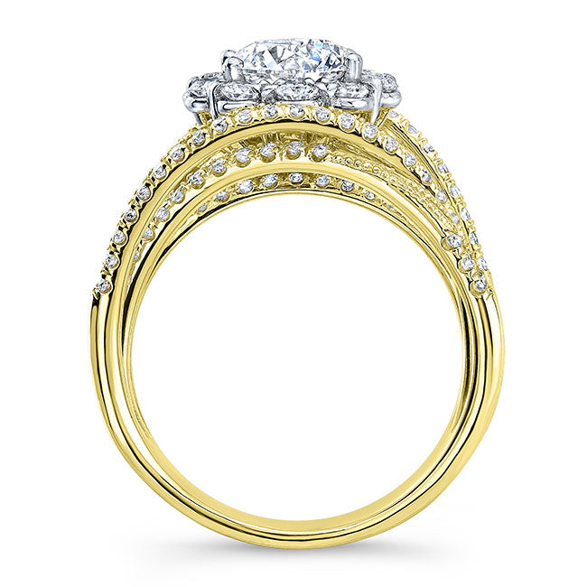 Modern Style Twisted Shank Halo Diamond Engagement Ring