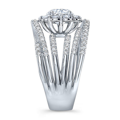 Modern Style Twisted Shank Halo Diamond Engagement Ring