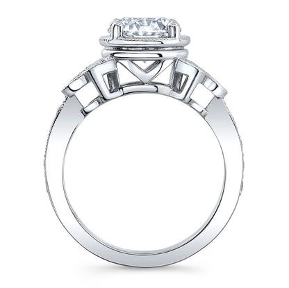 Vintage Style Engraved Diamond Engagement Ring