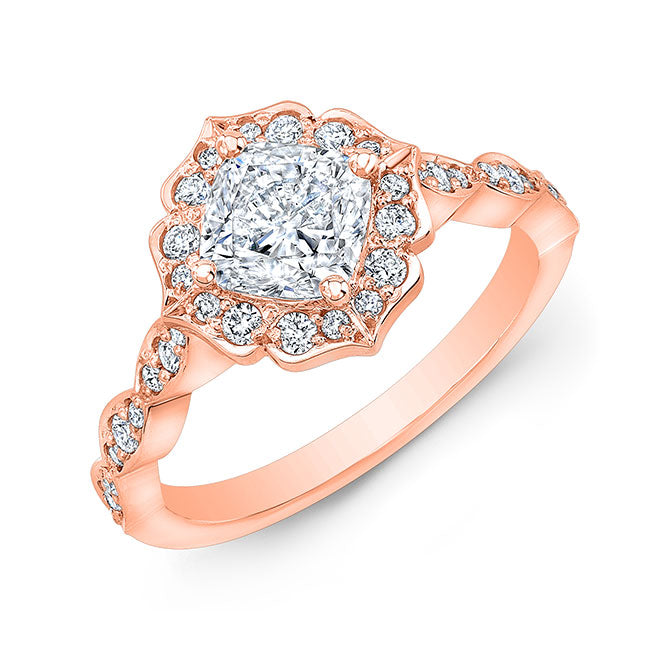 Art Deco Style Halo Diamond Engagement Ring