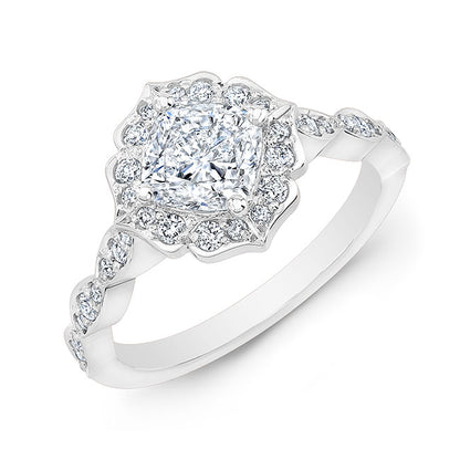 Art Deco Style Halo Diamond Engagement Ring