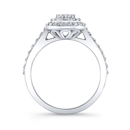 Modern Style Double Halo Diamond Engagement Ring