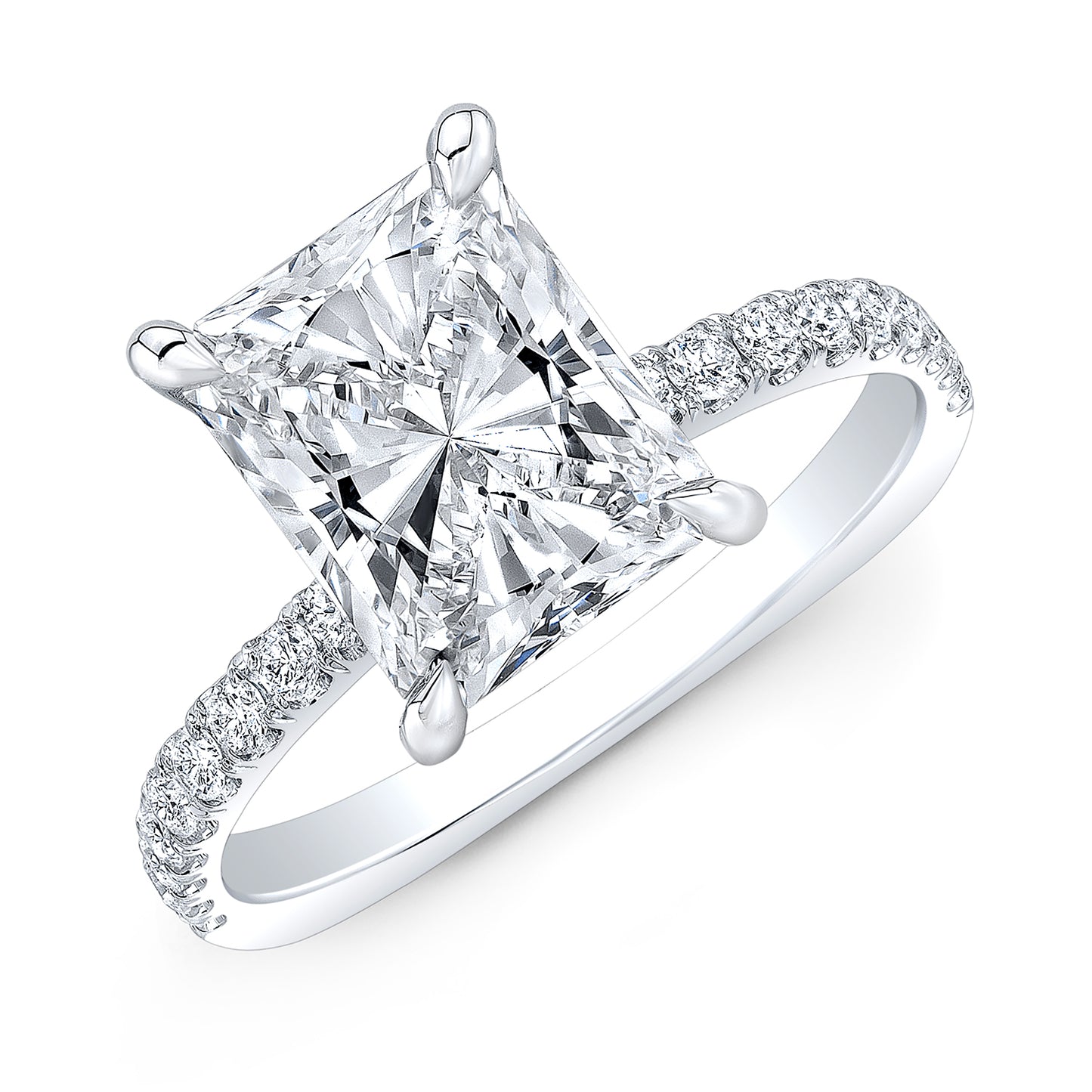 Modern Style Euro Shank Hidden Halo Diamond Engagement Ring