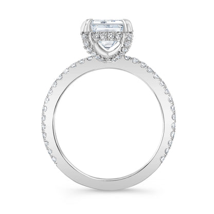 Modern Style Hidden Halo Diamond Engagement Ring