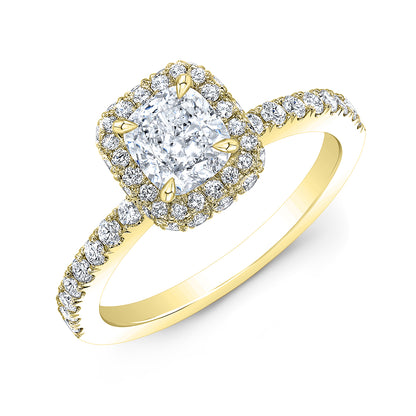 Modern Style Halo Diamond Engagement Ring