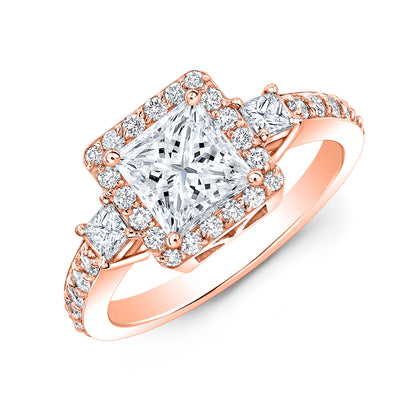 Modern Style Halo Diamond Engagement Ring