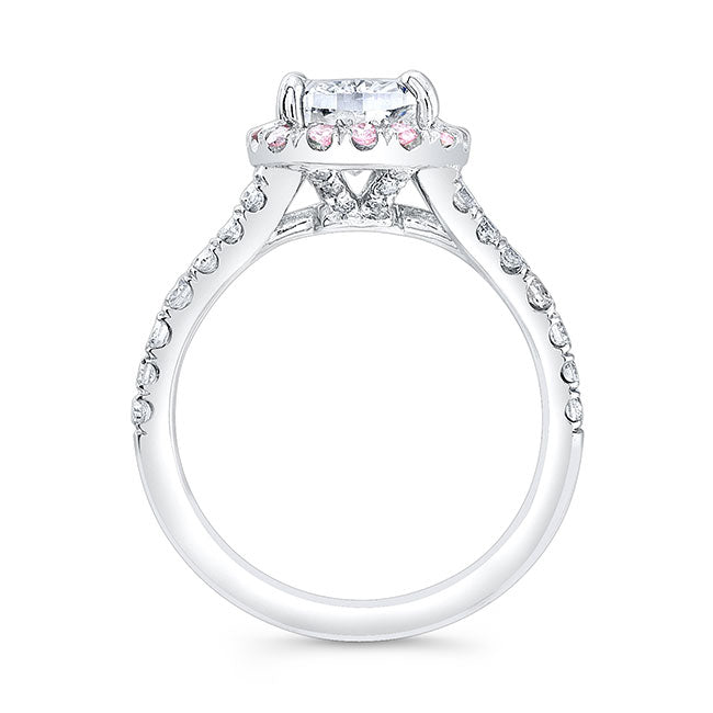 Modern Style Split Shank Halo Diamond Engagement Ring