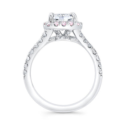 Modern Style Split Shank Halo Diamond Engagement Ring