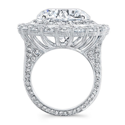 Modern Style Double Halo Diamond Engagement Ring