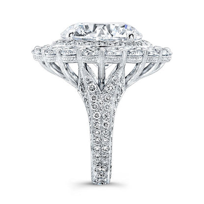 Modern Style Double Halo Diamond Engagement Ring