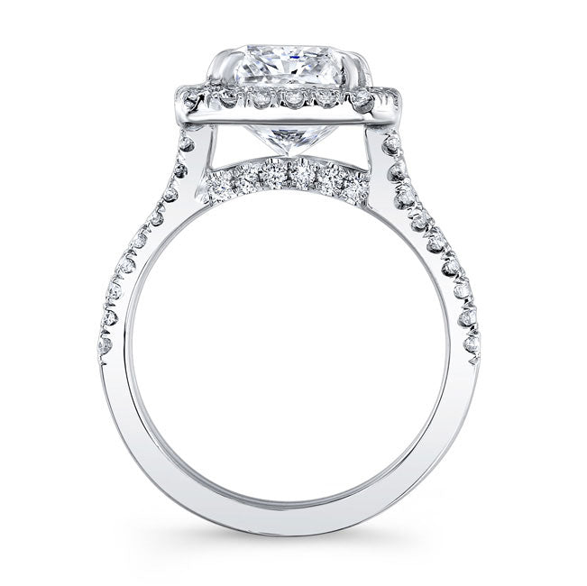 Modern Style Split Shank Halo Diamond Engagement Ring