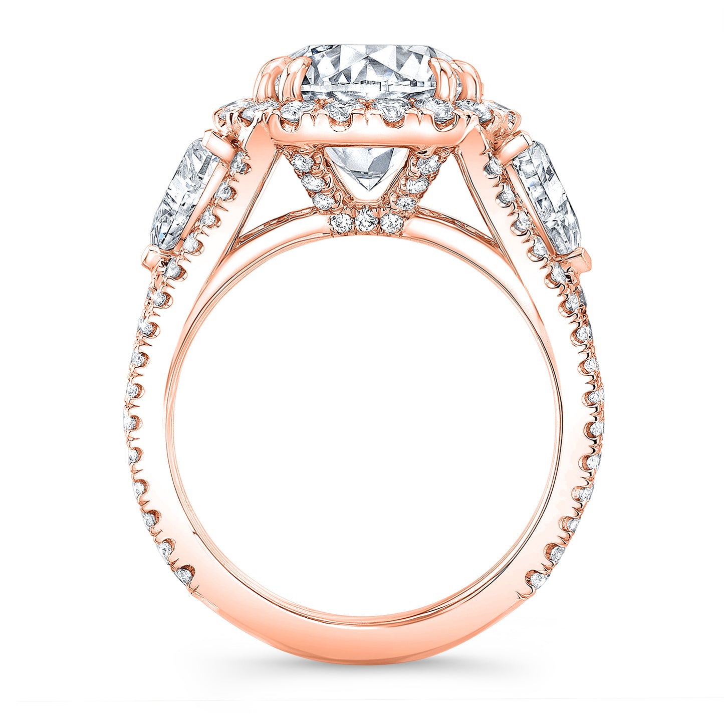 Modern Style 3-Row Halo Diamond Engagement Ring