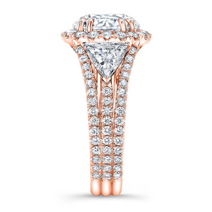 Modern Style 3-Row Halo Diamond Engagement Ring