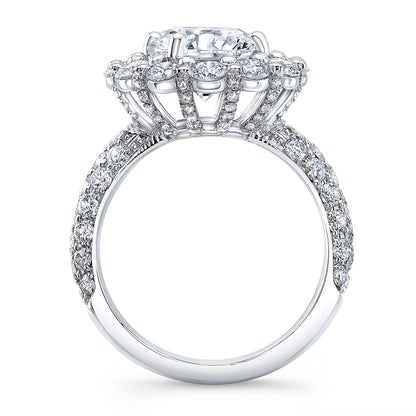 Modern Style Halo Diamond Engagement Ring